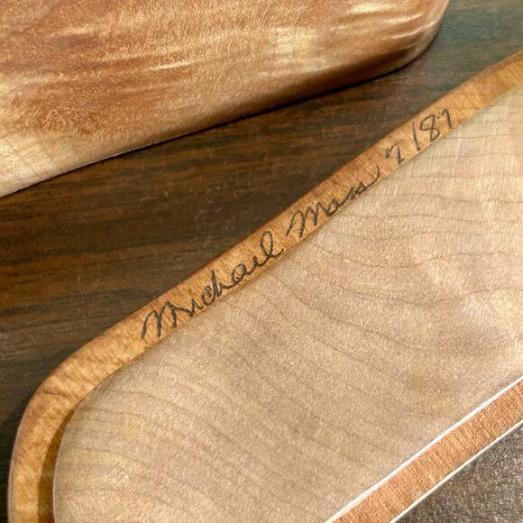 Handcrafted Curly Maple Wooden Lidded Trinket Box Artisan Signed 1987 - Picture 4 of 13
